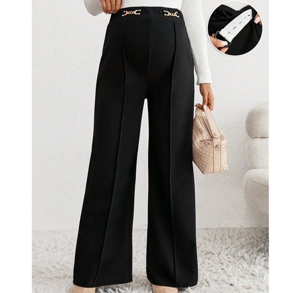 Maternity Classic Stretchy Waist Wide leg Pants Trousers - Picture 2 of 5